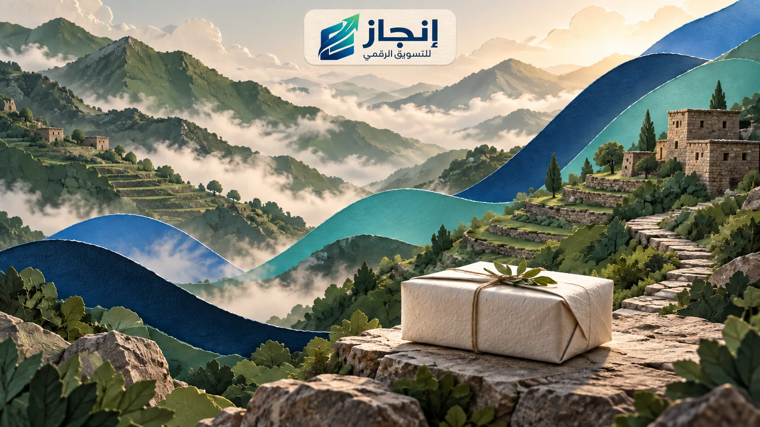 مرتفعات خضراء وطرد منتجات في تصور للسياحة والتجارة الإلكترونية بالنماص
