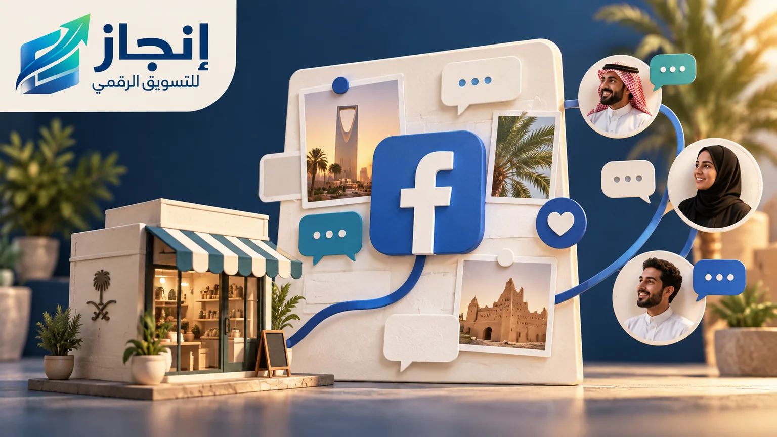 متجر وتفاعلات مجتمع فيسبوك في تصميم للتسويق بالسوق السعودي