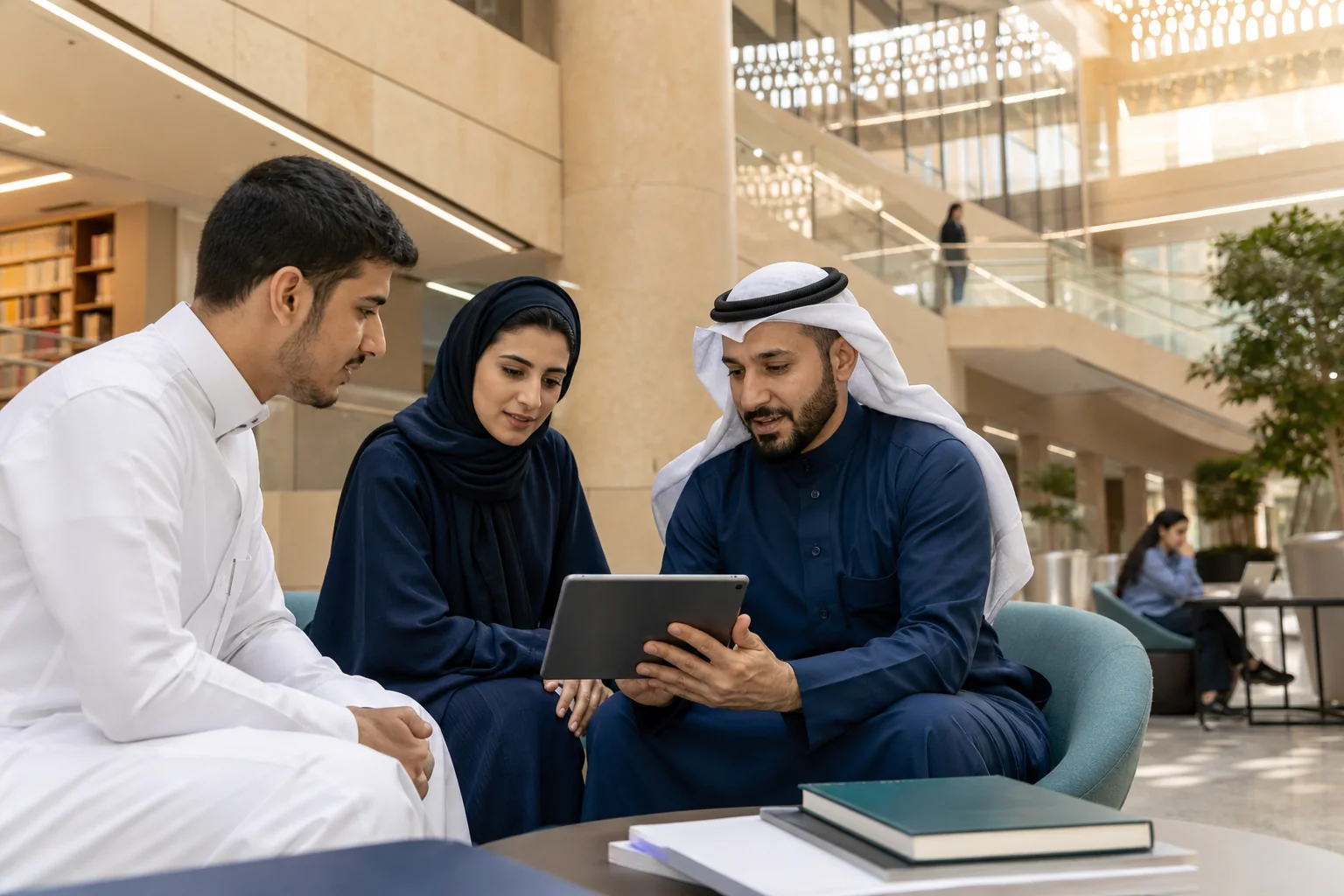 طلاب سعوديون يناقشون خيارات التخصص والقبول الجامعي مع مستشار